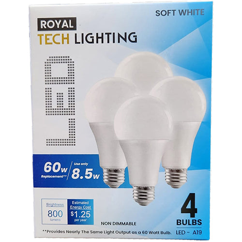 LED LIGHT BULB 60W/8.5W SOFT WHITE 4PK (ITEM NUMBER: 60455)