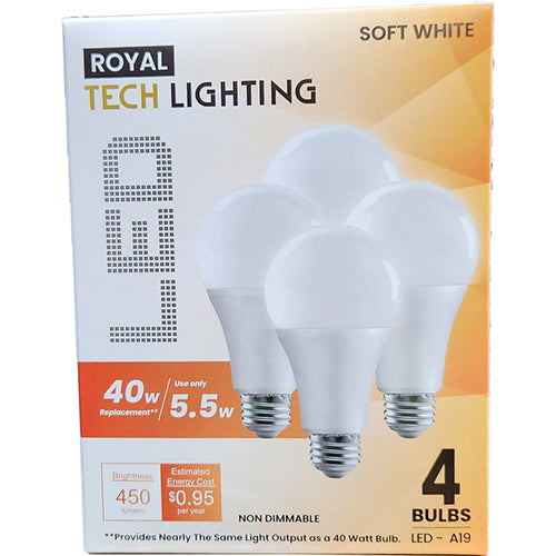 LED LIGHT BULB 40W/5.5W SOFT WHITE 4PK (ITEM NUMBER: 60554)