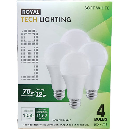 LED LIGHT BULB 75W/12W SOFT WHITE 4PK (ITEM NUMBER: 60558)
