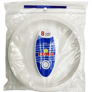 DOMO PLASTIC PLATE 10.25" 8CT WHITE (ITEM NUMBER: 10677)