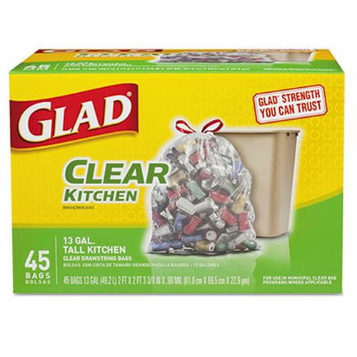 GLAD #78543 CLEAR RECYCLING 13GAL-45CT (ITEM NUMBER:12255)