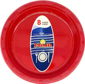 DOMO PLASTIC PLATE 10.25" 8CT RED (ITEM NUMBER: 14360)