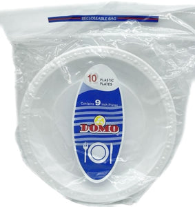 DOMO PLASTIC PLATE 9" 10CT WHITE (ITEM NUMBER: 14361)