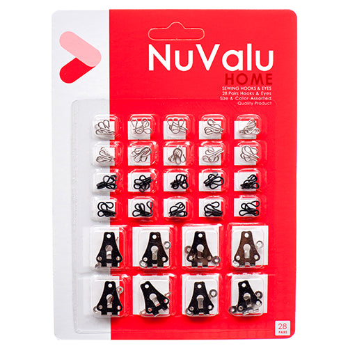 NUVALU SEWING HOOK & EYES ASST 28 PC (ITEM NUMBER: 14100)