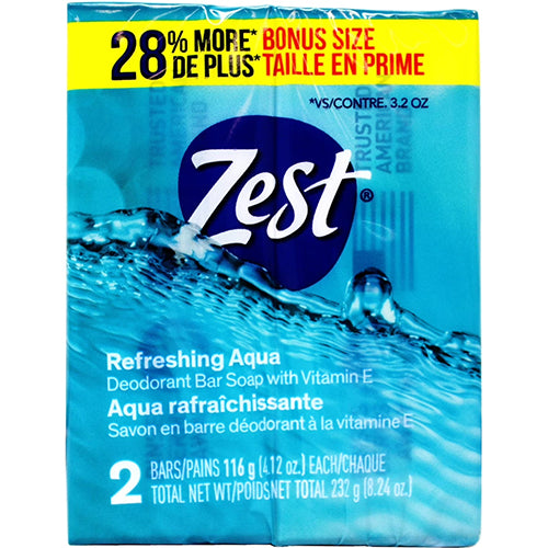ZEST BAR SOAP 2PK AQUA 4.12oz (ITEM NUMBER: 10533)