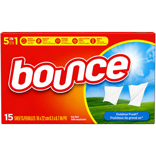 BOUNCE DRY SHEET 15CT OUTDOOR FRESH