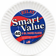 PAPER PLATE UNCOATED 9" 40CT #EILAT
