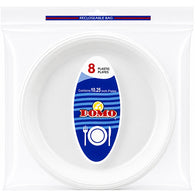 PLASTIC PLATE 10.25" 8CT WHITE #DOMO