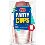 PLASTIC CUPS-16oz/RED & WHITE 10CT (ITEM NUMBER: 11256)