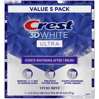 CREST 5PK TOOTHPASTE - 5.2oz/3D  WHITE ULTRA (ITEM NUMBER:11444)