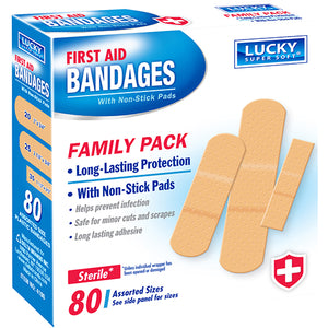 LUCKY 80CT ASSORTED SIZE BANDAGES #4100 (ITEM NUMBER: 11707)
