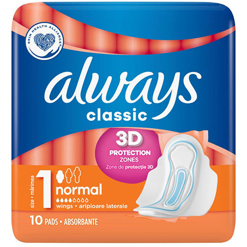 ALWAYS 10CT CLASSIC W/WINGS PADS-NORMAL (ITEM NUMBER: 11736)