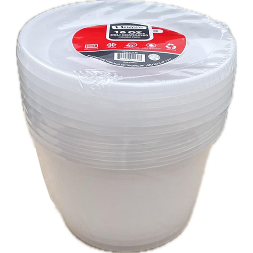PLASTIC HOUSE SOUP CONTAINER W/LID 5CT 16oz (ITEM NUMBER:11780)