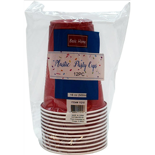 PLASTIC CUP 16oz RED & WHITE 12CT (ITEM NUMBER: 12006)