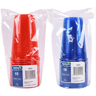 PLASTIC CUPS 16oz 15CT ASSORTED BLUE & RED (ITEM NUMBER: 12084)