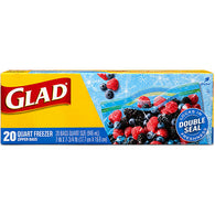 GLAD #57035 FREEZER QUART-20CT WIDE SEAL