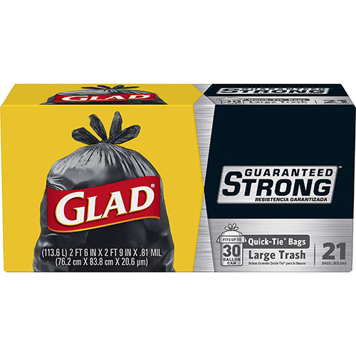 GLAD #70054 TRASH 30GAL-21CT QUICK TIE STRONG (ITEM NUMBER:12305)