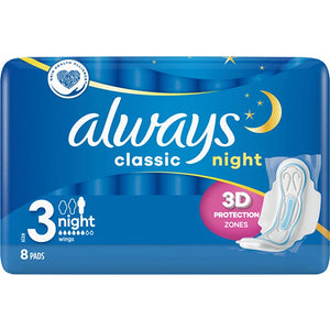 ALWAYS 8CT CLASSIC PADS-NIGHT W/WING (ITEM NUMBER: 12785)