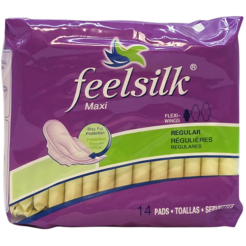 FEELSILK PADS W/WINGS-14CT REGULAR-MAXI (ITEM NUMBER: 12824)
