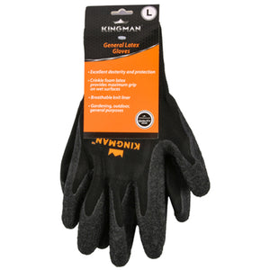 KINGMAN GLOVE LATEX W/CRINKLE LG 1PAIR (ITEM NUMBER: 13204)