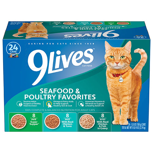 9 LIVES CAT CAN FOOD 5.5oz SEAFOOD & POULTRY (ITEM NUMBER: 13306)