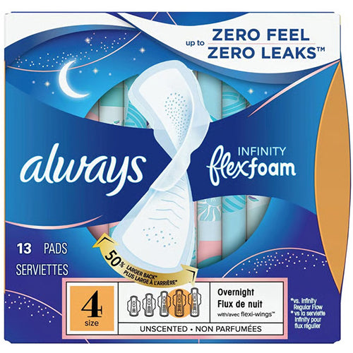 ALWAYS #00855 INFINITY FLEX FOAM SIZE 4 13CT (ITEM NUMBER: 13484)