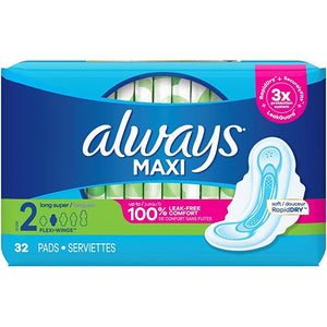 ALWAYS #08217 MAXI SIZE 2 32CT (ITEM NUMBER:13507)