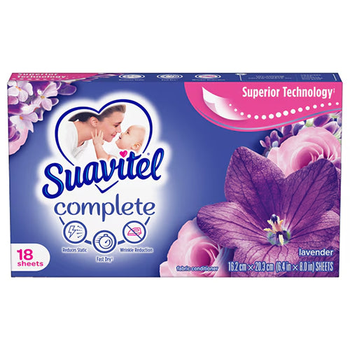 FAB.DRY SHEETS-18CT SUAVITEL/PURPLE #45798 (ITEM NUMBER: 13965)