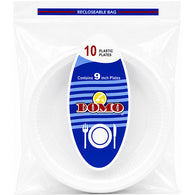 PLASTIC PLATE 9" 10CT WHITE #DOMO