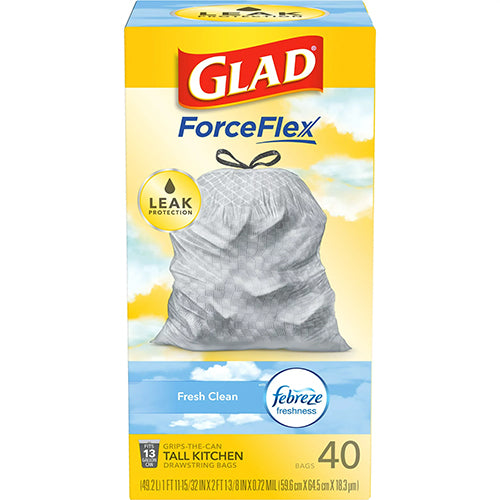 GLAD TRASH 13G 40CT FORCEFLEX FRESH CLEAN (ITEM NUMBER: 17663)