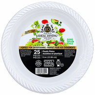 PLASTIC PLATE 9" 25CT WHITE #IDEAL DINING
