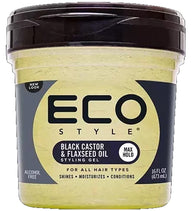 ECO STYLING GEL 16oz BLACK CASTOR & FLAXSEED OIL (ITEM NUMBER: 28099)