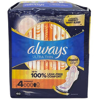 ALWAYS THIN SIZE 4 40CT OVERNIGHT (ITEM NUMBER:30118)