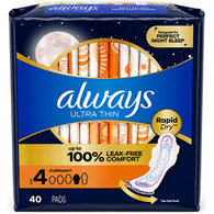 ALWAYS THIN SIZE 4 40CT OVERNIGHT (ITEM NUMBER:30118)