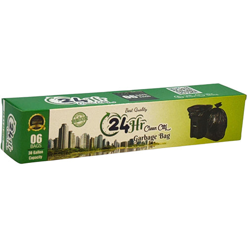 24HR CLEAN CITY TRASH BAG 30 GAL 6CT (ITEM NUMBER: 50034)