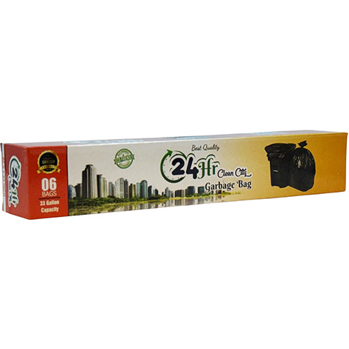 24HR CLEAN CITY TRASH BAG 33 GAL 6CT (ITEM NUMBER: 50039)