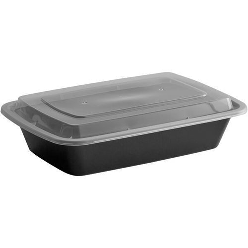FOOD CONTAINER RECT. MICROWAVE 28oz BLK 150CT #FH-68B (ITEM NUMBER: 60196)