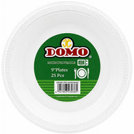 PLASTIC PLATE 9" 25CT WHITE #DOMO