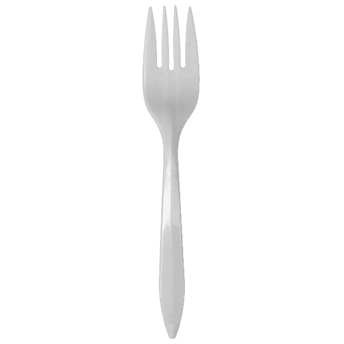 PLASTIC FORK MEDIUM WHITE 1000CT #DART F6BW (ITEM NUMBER: 60434)