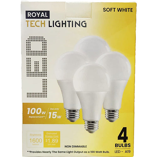 LED LIGHT BULB 100W/15W SOFT WHITE 4PK (ITEM NUMBER: 60559)
