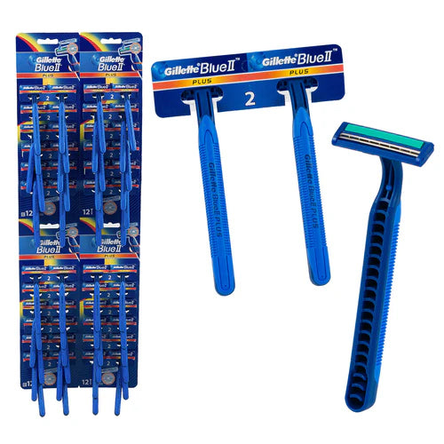 GILLETTE BLUE II PLUS 2CT RAZOR IN SHEETS (ITEM NUMBER: 60616)