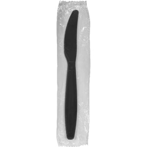 PLASTIC KNIFE HVY "WRAPPED" BLACK 1000CT (ITEM NUMBER: 70224)