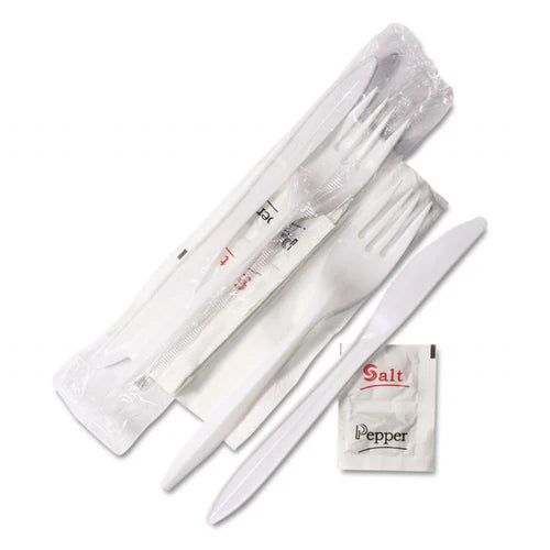 PLASTIC FORK/KNIFE/NAPKIN/SALT/PEPPER HVY WHITE 250CT (ITEM NUMBER: 70238)