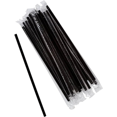 STRAW JUMBO BLACK WRAPPED 7.75