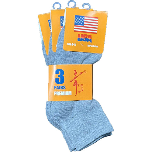 SOCKS CUSHIONED 3PK ANKLE SIZE 9-11 GRAY (ITEM NUMBER: 75001)