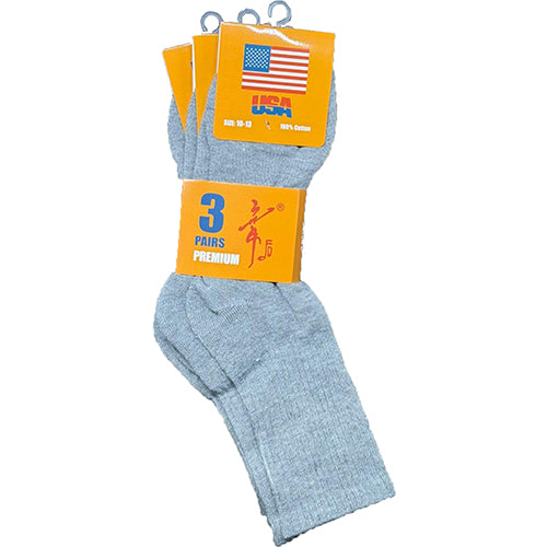 SOCKS CUSHIONED 3PK CREW SIZE 10-13 GRAY (ITEM NUMBER: 75003)