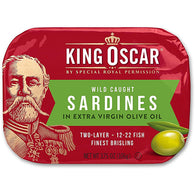 KING OSCAR SARDINE IN EXTRA VIRGIN OLIVE OIL 3.75oz (ITEM NUMBER: 80086)