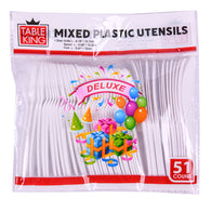 51CT WHITE PLASTIC CUTLERY COMBO #TABLE KING (ITEM NUMBER: 80105)