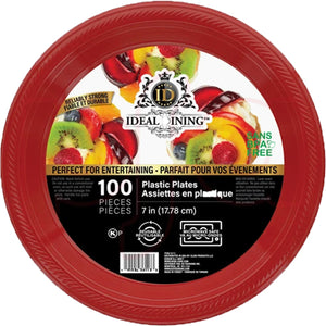 IDEAL DINING PLASTIC PLATE 7" 100CT RED (ITEM NUMBER: 80214)