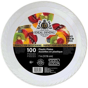 IDEAL DINING PLASTIC PLATE 7" 100CT WHITE (ITEM NUMBER: 80229)